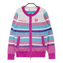 VIVA HEART ビバハート ニットジャケット ボーダー柄 ピンク系 40 【中古】ゴルフウェア レディース