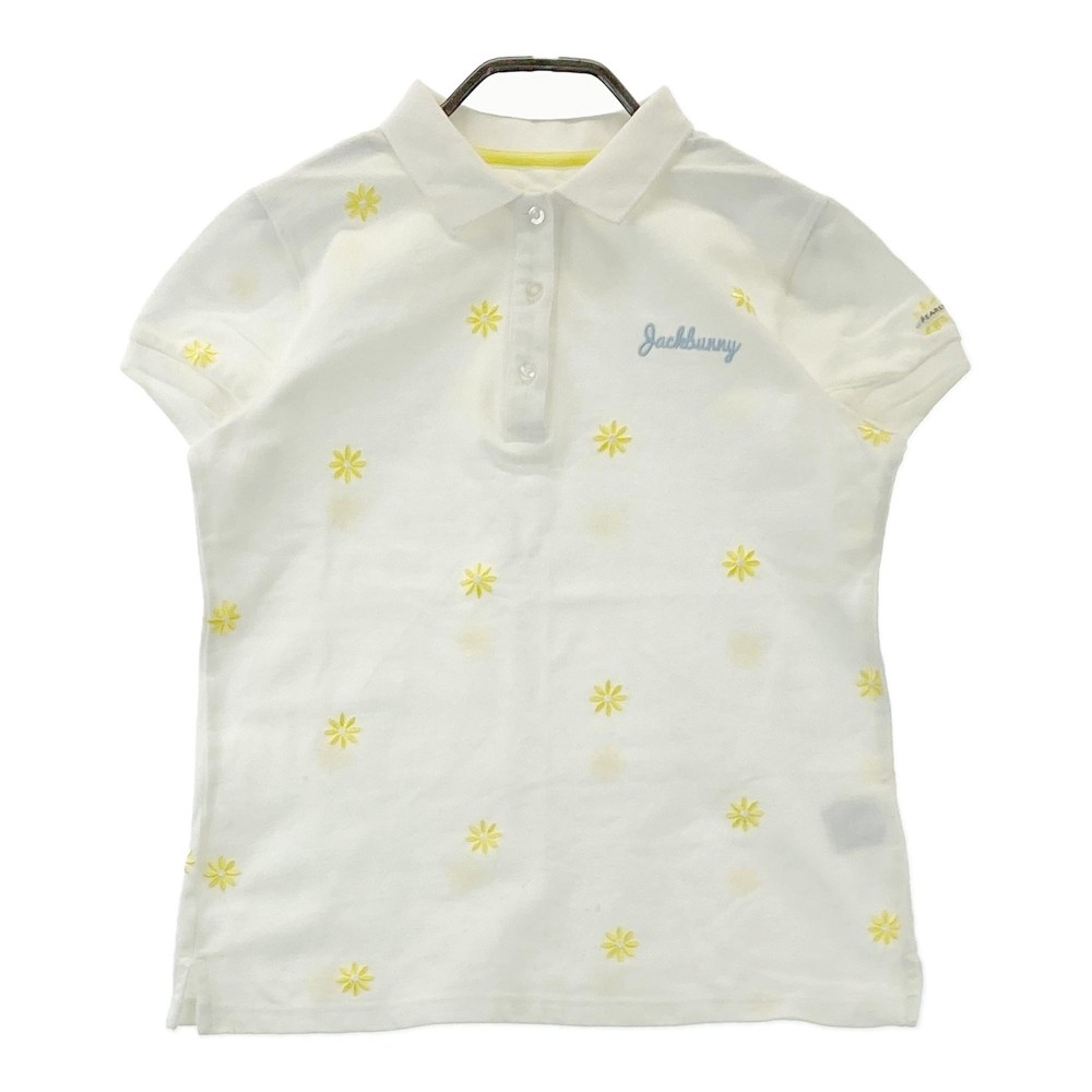 JACK BUNNY ジャックバニー 半袖ポロシャツ 刺繍 花柄 ホワイト系 1 【中古】ゴルフウェア レディース