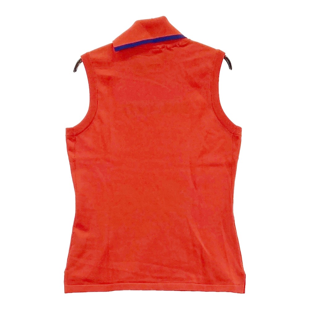 DESCENTE GOLF デサントゴルフ タートルネックノースリーブニットシャツ レッド系 S 【中古】ゴルフウェア レディース