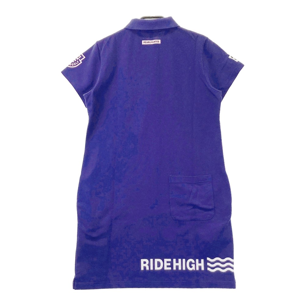 PEARLY GATES パーリーゲイツ 半袖 ポロワンピース ロゴプリント ネイビー系 1 【中古】ゴルフウェア レディース