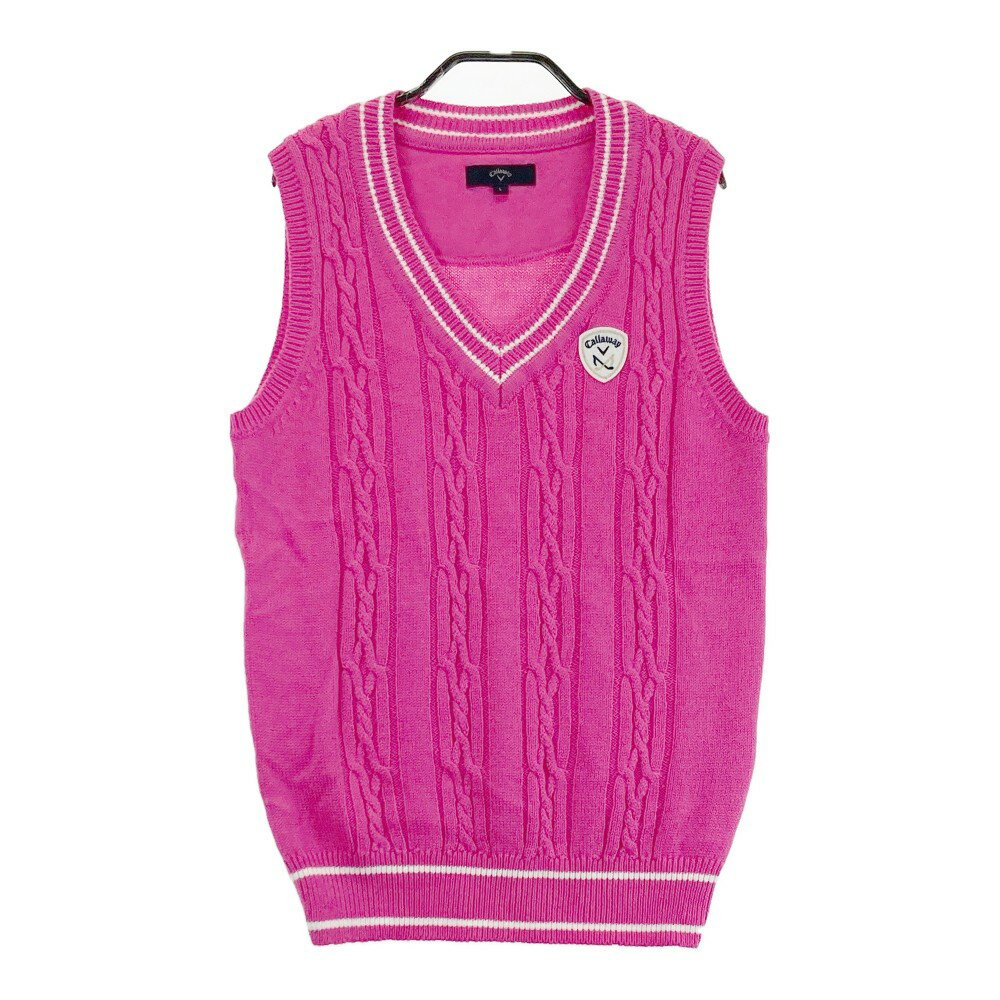 CALLAWAY キャロウェイ ニットベスト ピンク系 L 【中古】ゴルフウェア レディース