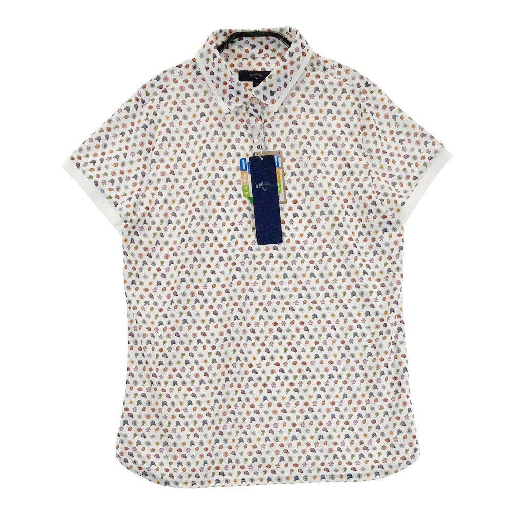 CALLAWAY キャロウェイ 2022年モデル 半袖ポロシャツ 総柄 ホワイト系 LL 【中古】ゴルフウェア レディース