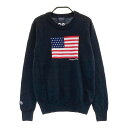 PEARLY GATES パーリーゲイツ ウール ニットセーター 星条旗 ネイビー系 0 【中古】ゴルフウェア レディース