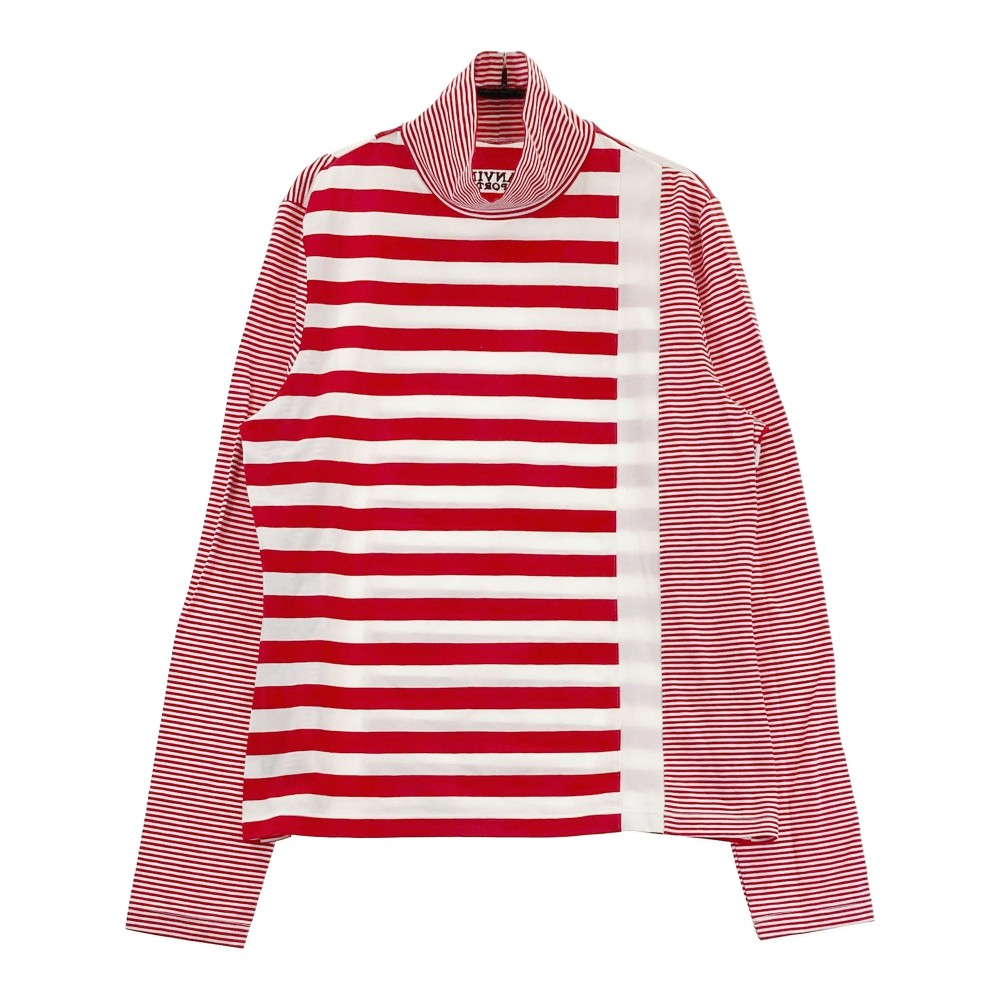 LANVIN SPORT ランバン スポール ハイネック 長袖Tシャツ ボーダー柄 レッド系 40 【中古】ゴルフウェア レディース