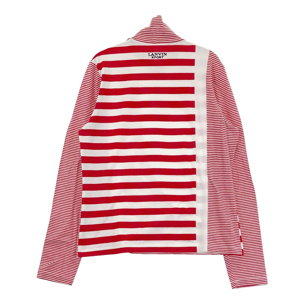 LANVIN SPORT ランバン スポール ハイネック 長袖Tシャツ ボーダー柄 レッド系 40 【中古】ゴルフウェア レディース