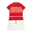 LE COQ GOLF ルコックゴルフ 半袖ワンピース レッド系 L 【中古】ゴルフウェア レディース