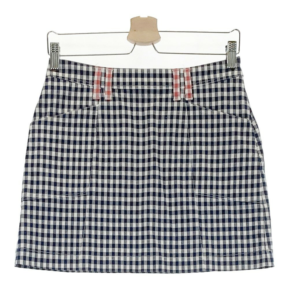 ZOY ゾーイ ストレッチスカート チェック柄 ネイビー系 38 【中古】ゴルフウェア レディース