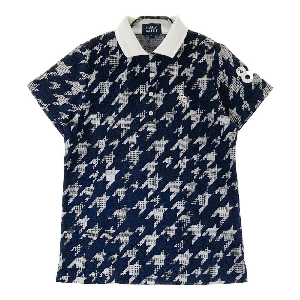 PEARLY GATES パーリーゲイツ 2022年モデル 半袖ポロシャツ 千鳥 総柄 ネイビー系 1 【中古】ゴルフウ..