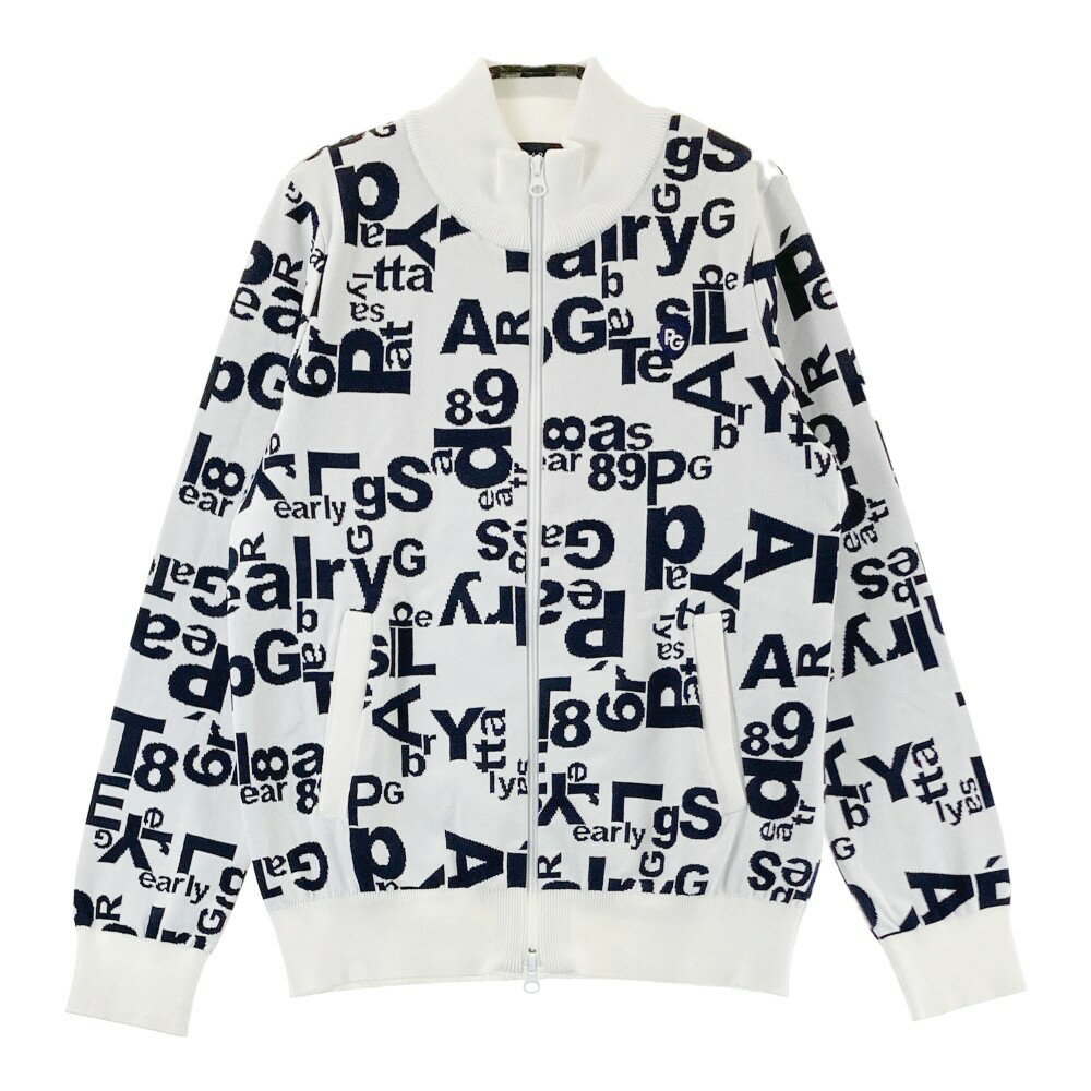 PEARLY GATES パーリーゲイツ 2022年モデル ニットジップジャケット ロゴ 総柄 ホワイト系 0 【中古】ゴルフウェア レディース