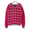 TOMMY HILFIGER GOLF トミー ヒルフィガーゴルフ ニット セーター チェック柄 ピンク系 S 【中古】ゴルフウェア レディース