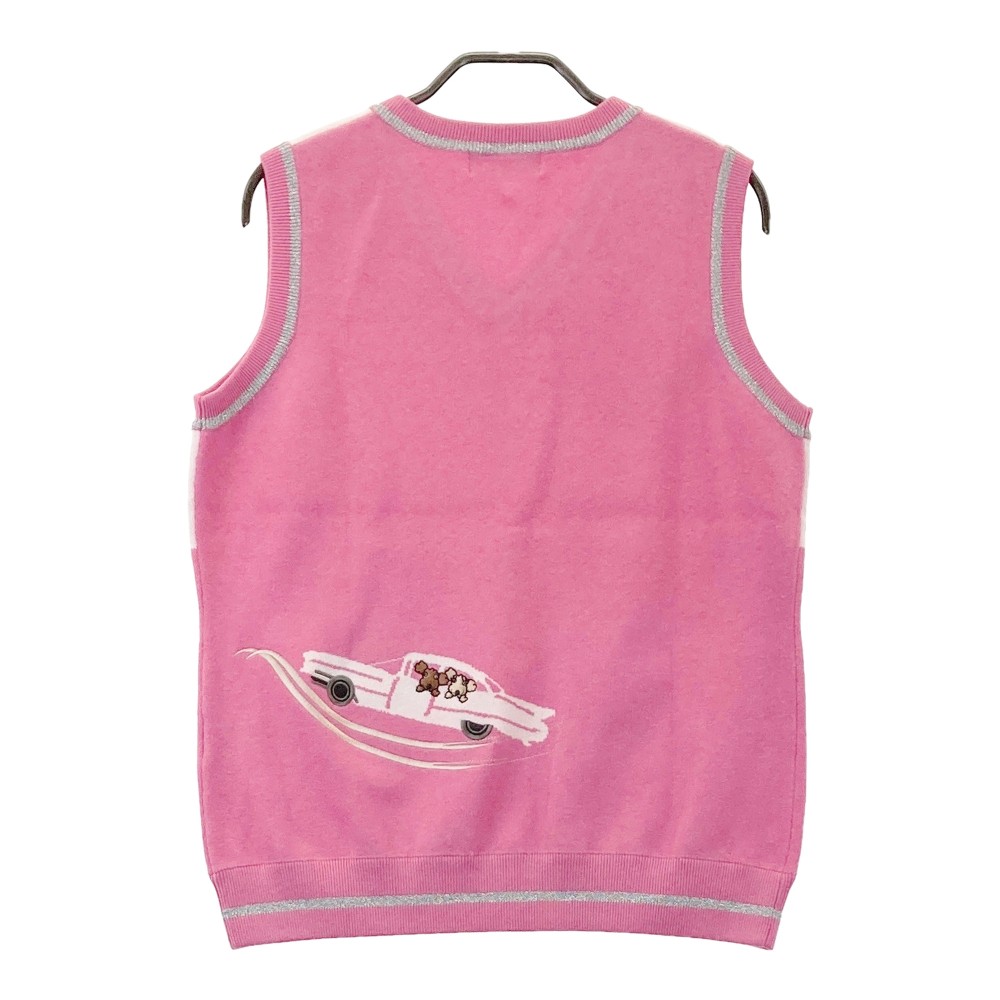 M.U SPORTS エムユースポーツ ニットベスト ピンク系 42 【中古】ゴルフウェア レディース