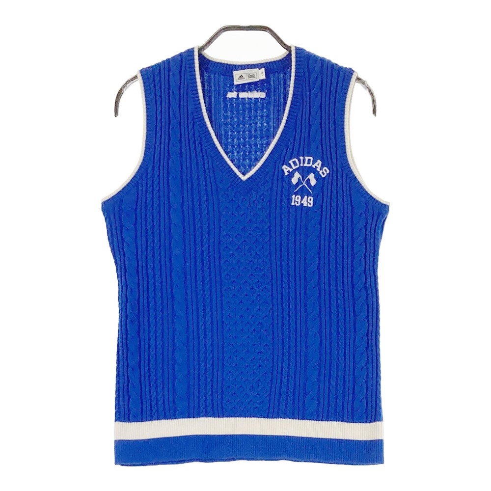 ADIDAS GOLF アディダスゴルフ ケーブルニットベスト ブルー系 L 【中古】ゴルフウェア レディース