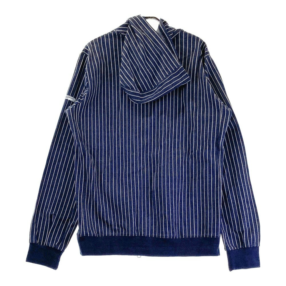 MASTER BUNNY EDITION マスターバニーエディション フード付 ジップジャケット ストライプ柄 ネイビー系 2 【中古】ゴルフウェア レディース