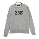 23区GOLF ニジュウサンクゴルフ カシミヤ混 ニットセーター ロゴ グレー系 0 【中古】ゴルフウェア レディース