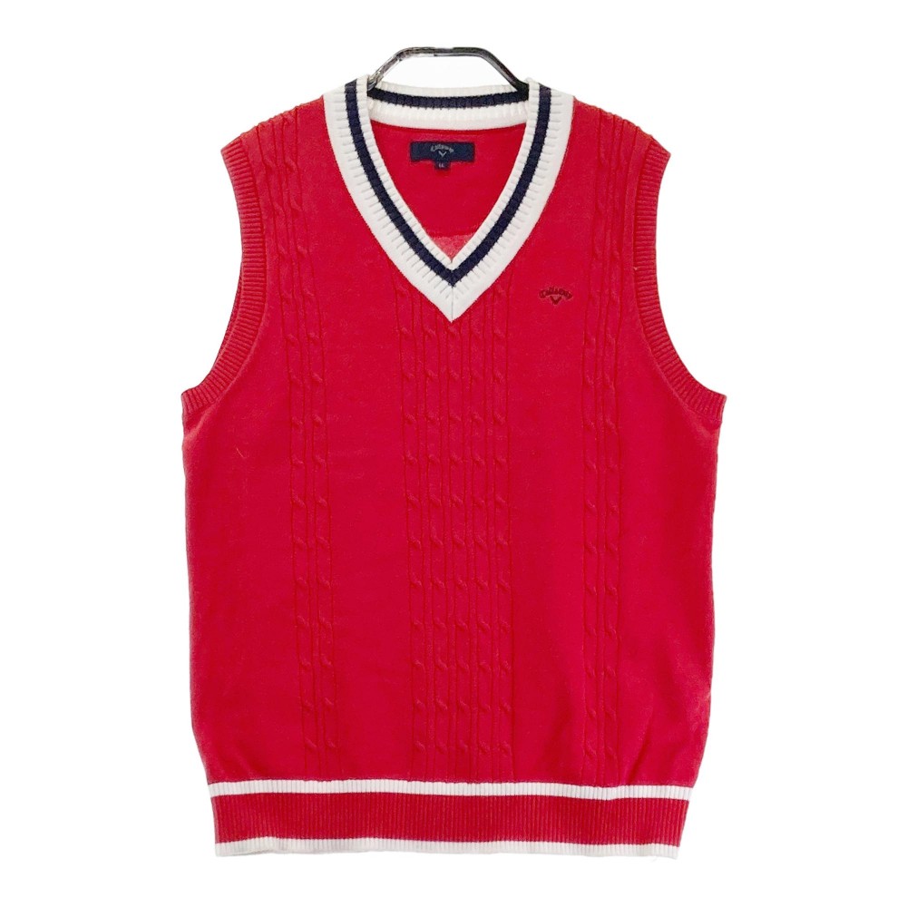 CALLAWAY キャロウェイ ニットベスト レッド系 LL 【中古】ゴルフウェア レディース