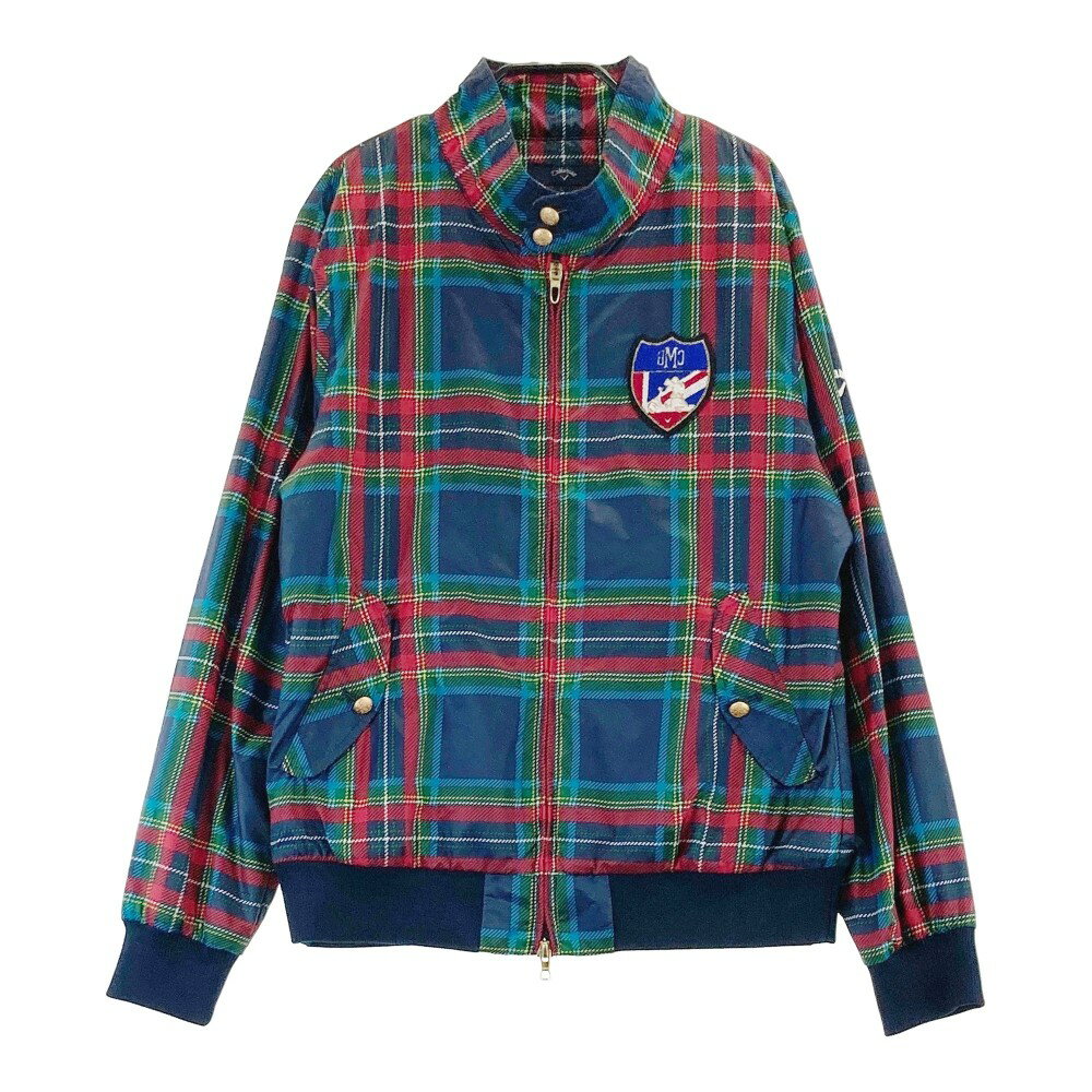 CALLAWAY キャロウェイ 裏メッシュ ジップジャケット チェック柄 ネイビー系 L 【中古】ゴルフウェア レディース