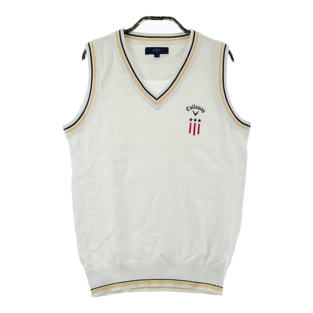 CALLAWAY キャロウェイ ニットベスト ホワイト系 L 【中古】ゴルフウェア レディース