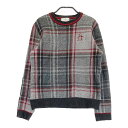 MUNSING WEAR マンシングウェア 2023年モデル ウール混 ニットセーター チェック柄 グレー系 M 【中古】ゴルフウェア レディース