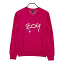 ZOY ゾーイ ウール Vネック ニットセーター ロゴ ピンク系 40 【中古】ゴルフウェア レディース