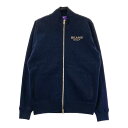 BEAMS GOLF ビームスゴルフ 裏地付き ニットジャケット 斜めボーダー柄 ネイビー系 M 【中古】ゴルフウェア レディース