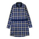 FIDRA フィドラ 長袖ポロ ワンピース チェック柄 ネイビー系 M 【中古】ゴルフウェア レディース