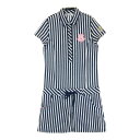 FILA GOLF フィラゴルフ 半袖ワンピース ストライプ柄 ブラック系 M 【中古】ゴルフウェア レディース