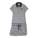 FILA GOLF フィラゴルフ 半袖ワンピース ギンガムチェック柄 ブラック系 M 【中古】ゴルフウェア レディース