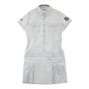 MUNSING WEAR マンシングウェア R.line RL7800 半袖ワンピース ストライプ柄 ホワイト系 M 【中古】ゴルフウェア レディース