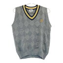 JACK BUNNY ジャックバニー Vネック ニットベスト ダイヤ柄 グレー系 2 【中古】ゴルフウェア レディース