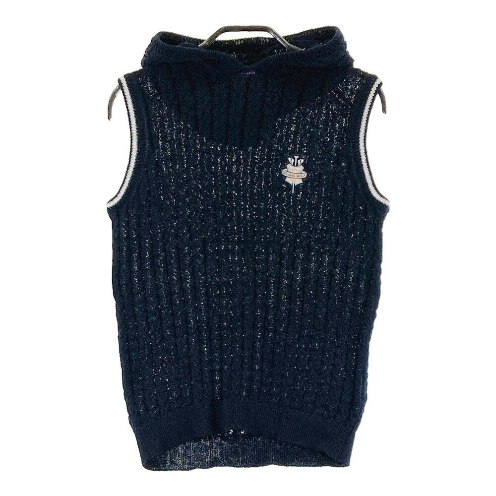 BEAMS GOLF ビームスゴルフ フード付 ニットベスト ネイビー系 M 【中古】ゴルフウェア レディース