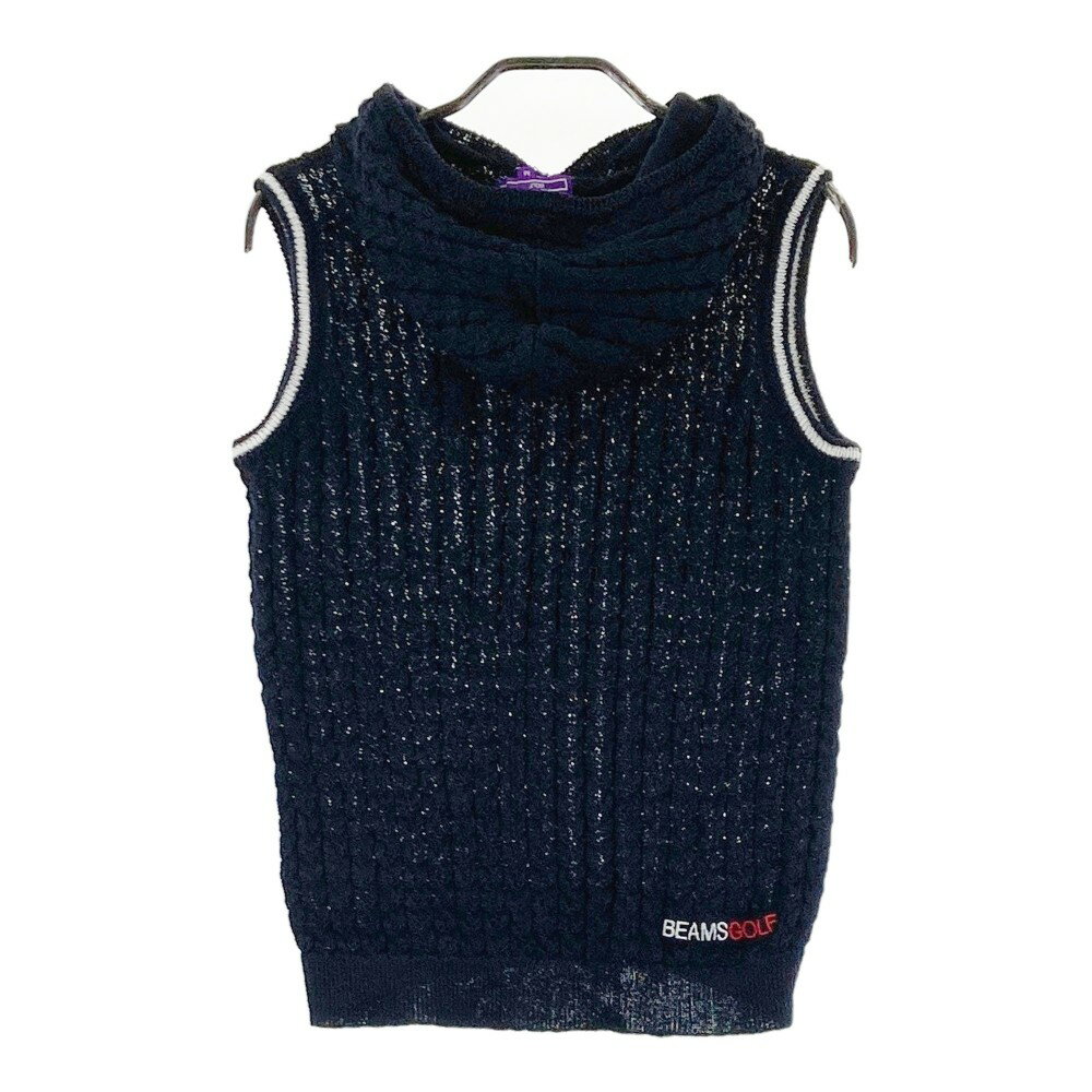 BEAMS GOLF ビームスゴルフ フード付 ニットベスト ネイビー系 M 【中古】ゴルフウェア レディース
