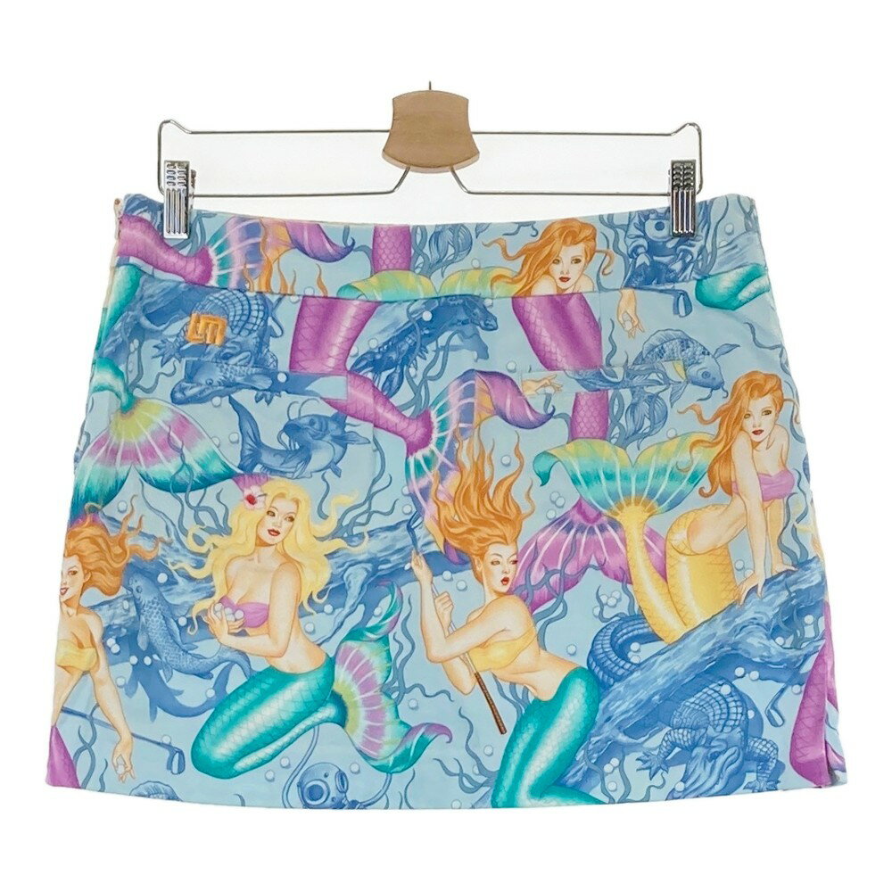LOUD MOUTH ラウドマウス インナー付き ストレッチスカート マーメイド 総柄 ブルー系 US10 【中古】ゴルフウェア レディース