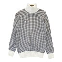 PEARLY GATES パーリーゲイツ タートルネック ニットセーター 千鳥 総柄 ホワイト系 0 【中古】ゴルフウェア レディース