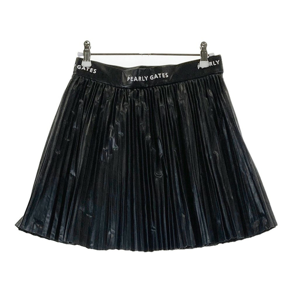 PEARLY GATES パーリーゲイツ フェイクレザースカート ブラック系 0 【中古】ゴルフウェア レディース