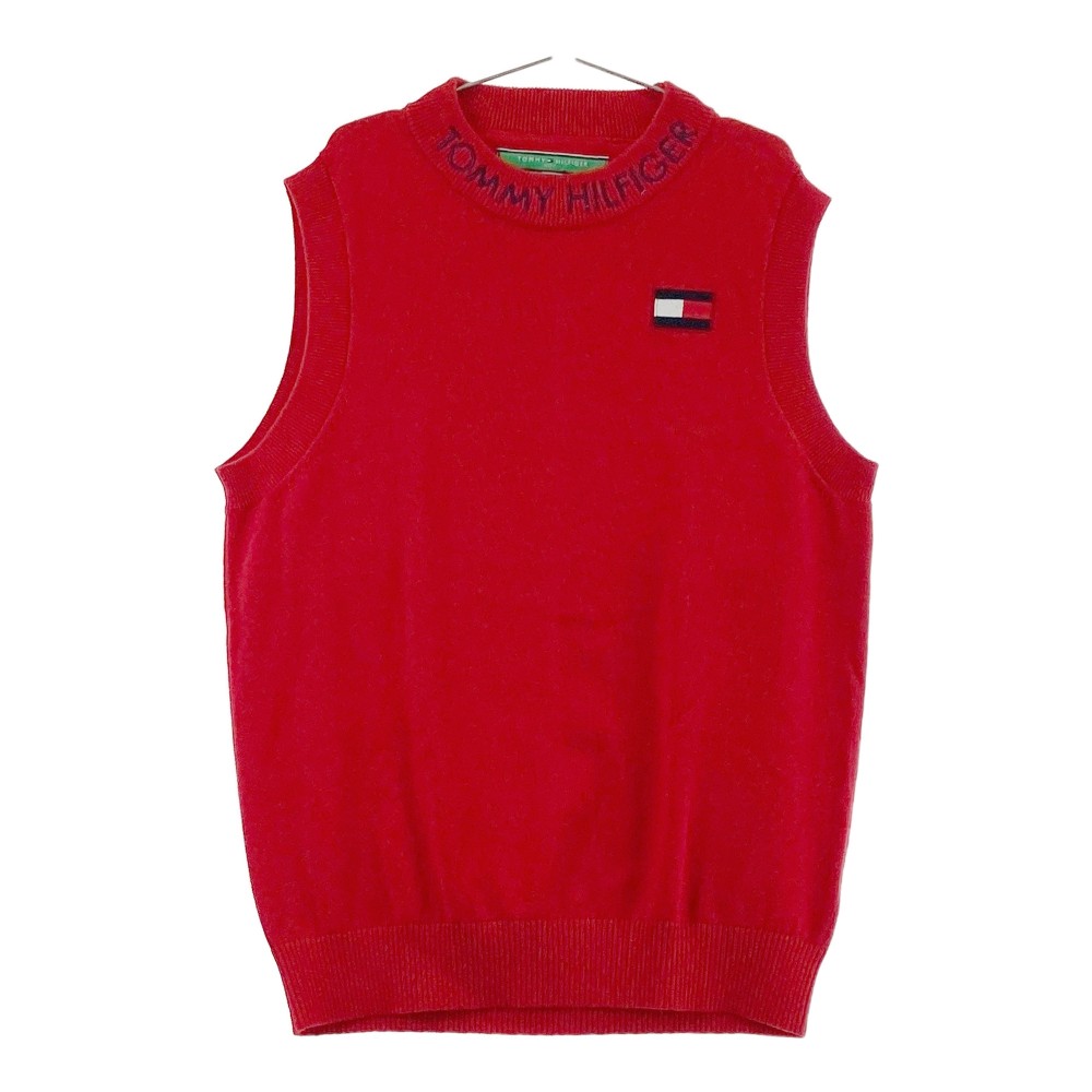 TOMMY HILFIGER GOLF トミー ヒルフィガーゴルフ ニットベスト レッド系 LL 【中古】ゴルフウェア レディース