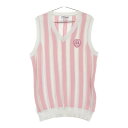 JACK BUNNY ジャックバニー コットン混 ニットベスト ストライプ柄 ピンク系 1 【中古】ゴルフウェア レディース