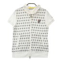 AND PER SE アンパスィ 半袖ジップパーカー ジュース 総柄 ホワイト系 M 【中古】ゴルフウェア レディース