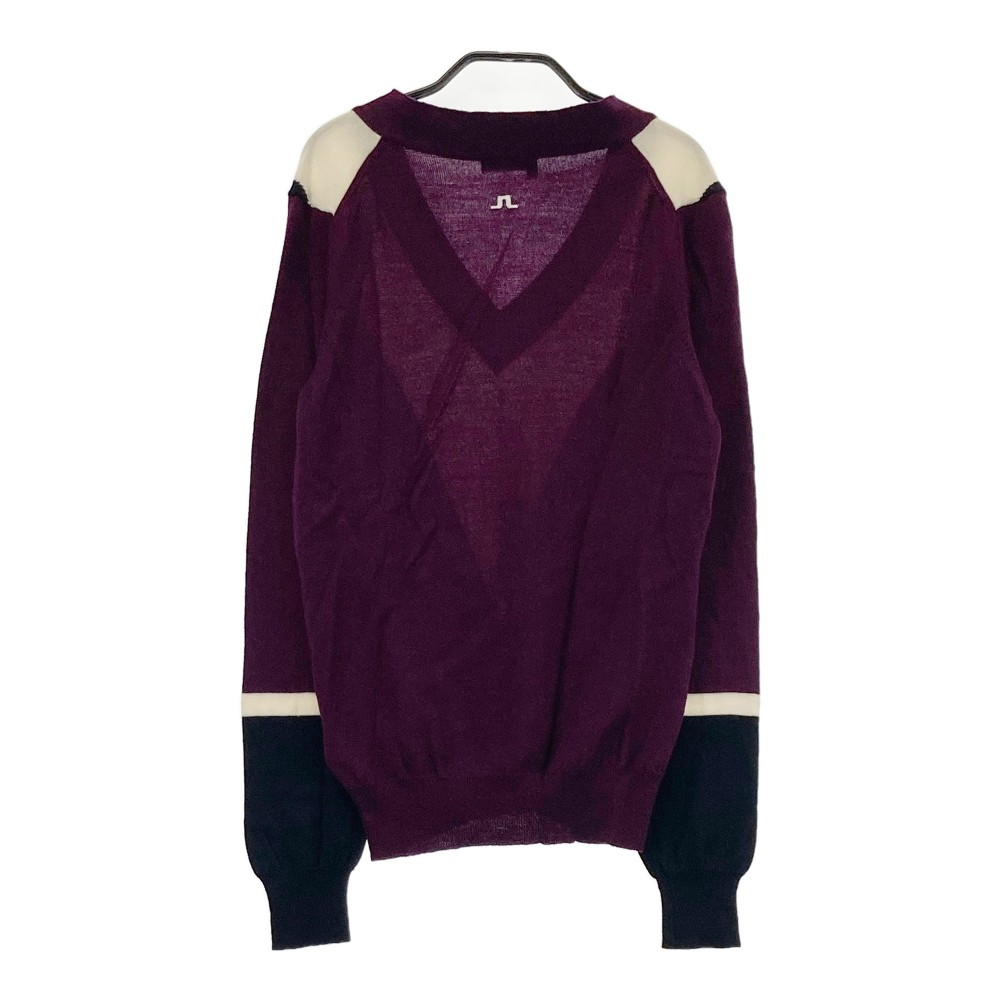 J.LINDEBERG ジェイリンドバーグ Vネック ニットセーター パープル系 S 【中古】ゴルフウェア レディース
