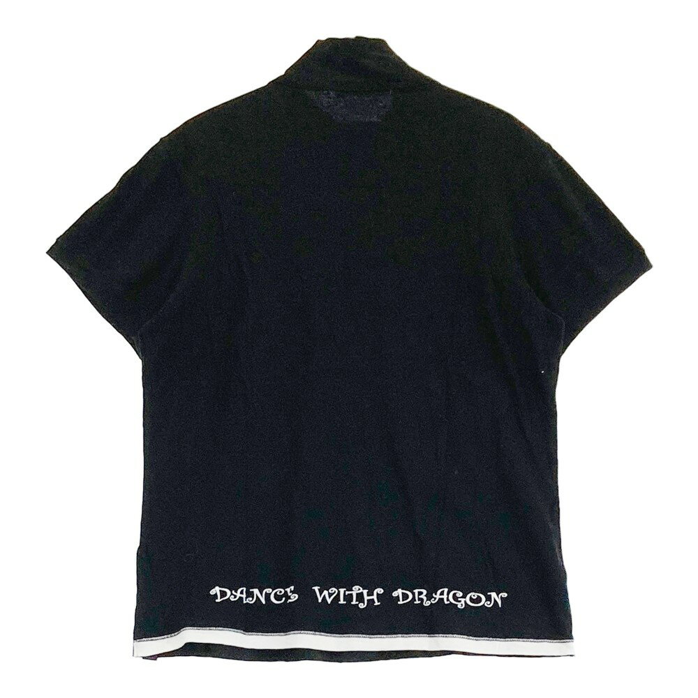 DANCE WITH DRAGON ダンスウィズドラゴン ハーフジップ半袖Tシャツ ブラック系 2 【中古】ゴルフウェア レディース