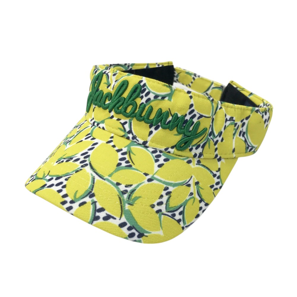 JACK BUNNY ジャックバニー サンバイザー 総柄 イエロー系 FR 【中古】ゴルフウェア