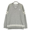 JACK BUNNY ジャックバニー ウール混 Vネック ニットセーター グレー系 2 【中古】ゴルフウェア レディース