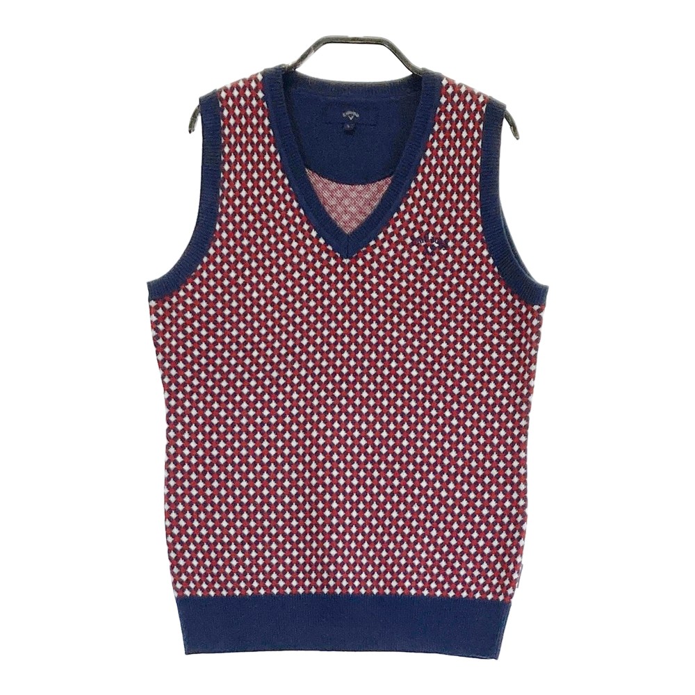 CALLAWAY キャロウェイ ニットベスト 総柄 ネイビー系 L 【中古】ゴルフウェア レディース