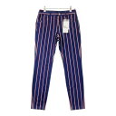 JACK BUNNY ジャックバニー ストレッチパンツ ストライプ柄 ネイビー系 2 【中古】ゴルフウェア レディース