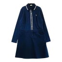 MUNSING WEAR マンシングウェア 2023年モデル 長袖ポロ ワンピース ネイビー系 L 【中古】ゴルフウェア レディース