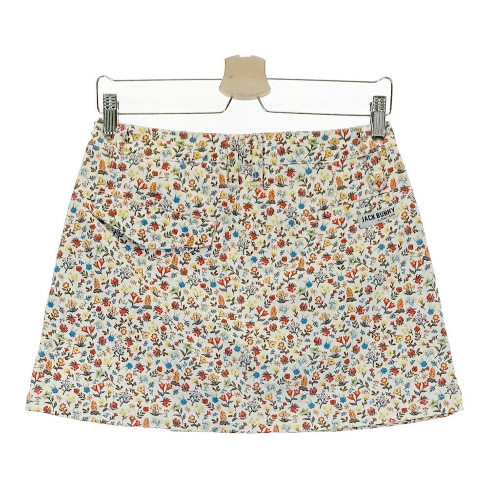 JACK BUNNY ジャックバニー インナー付 ストレッチスカート 花 総柄 ホワイト系 1 【中古】ゴルフウェア レディース