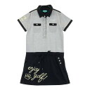 CUARTO UNITED クアルトユナイテッド 半袖 ポロ ワンピース グレー系 M 【中古】ゴルフウェア レディース