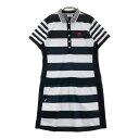 FILA GOLF フィラゴルフ 半袖ワンピース ボーダー柄 ブラック系 L 【中古】ゴルフウェア レディース