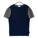 LANVIN SPORT ランバン スポール ウール 袖切替 半袖ニットTシャツ ネイビー系 38 【中古】ゴルフウェア レディース
