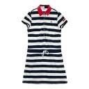 MUNSING WEAR マンシングウェア 半袖ワンピース ボーダー柄 ホワイト系 M 【中古】ゴルフウェア レディース