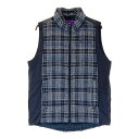 BEAMS GOLF ビームスゴルフ ウール混 ダウンベスト チェック柄 ネイビー系 S 【中古】ゴルフウェア レディース